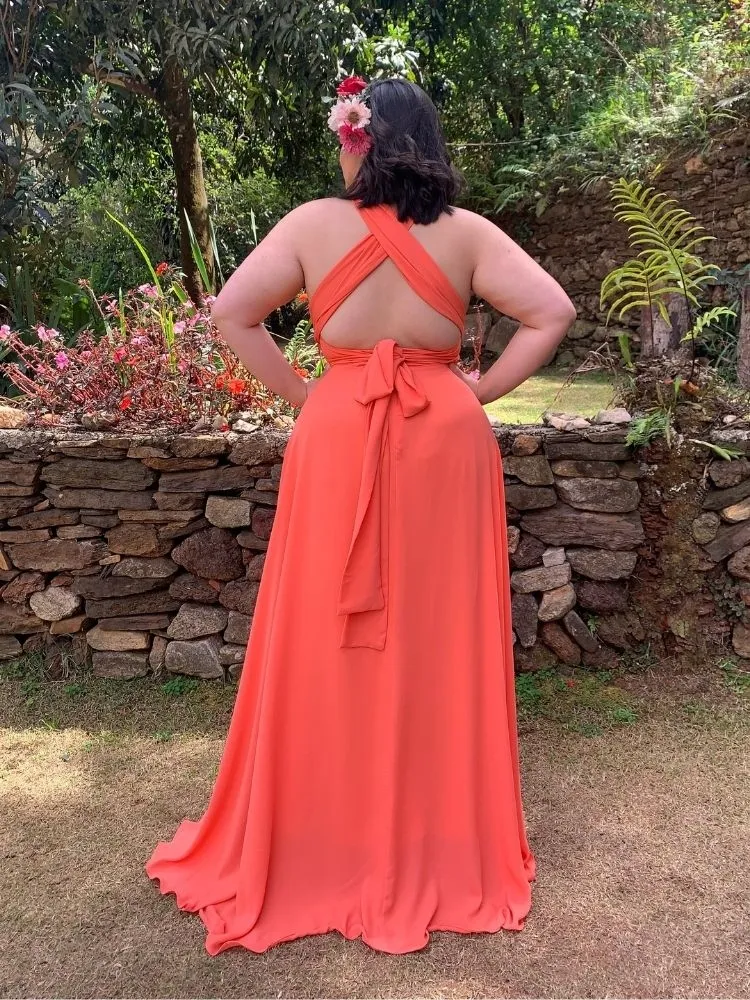 Vestido Madrinha de Casamento Multiformas Anathan Coral