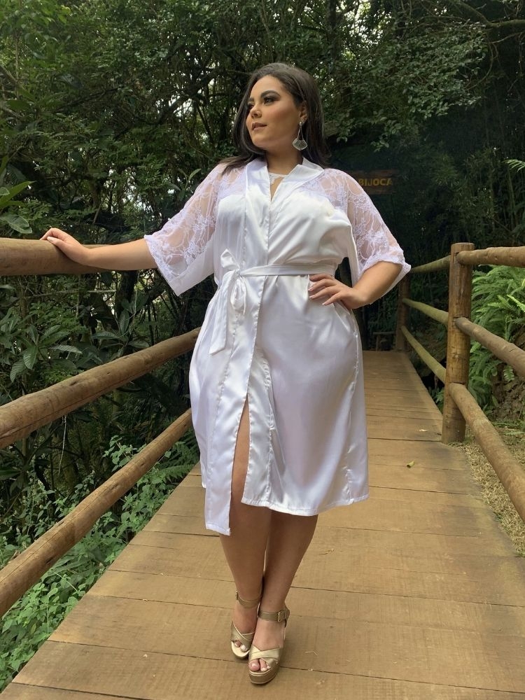 Robe De Cetim Modelo Laura Branco