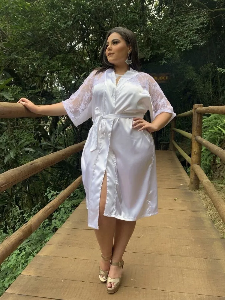 Robe De Cetim Modelo Laura Branco