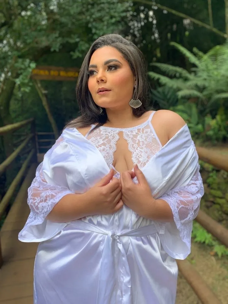 Robe De Cetim Modelo Laura Branco