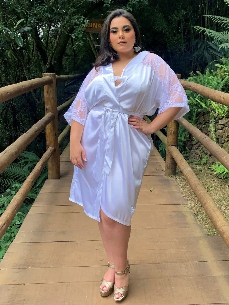 Robe De Cetim Modelo Laura Branco