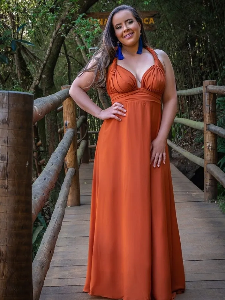 Vestido Madrinha de Casamento Multiformas Anathan Terracota