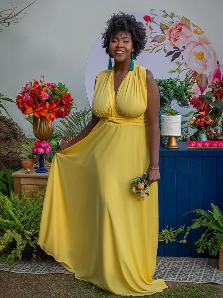 Vestido Madrinha de Casamento Multiformas Anathan Amarelo