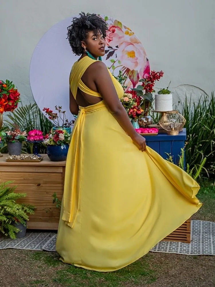 Vestido Madrinha de Casamento Multiformas Anathan Amarelo