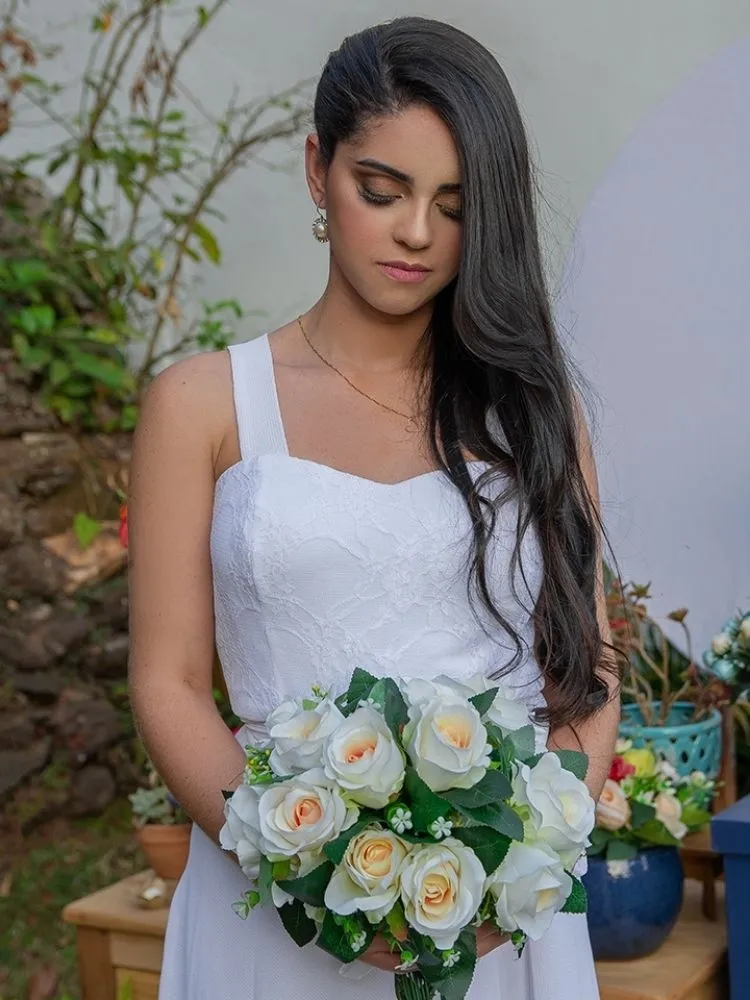 Vestido Simples de Noiva Madri Branco