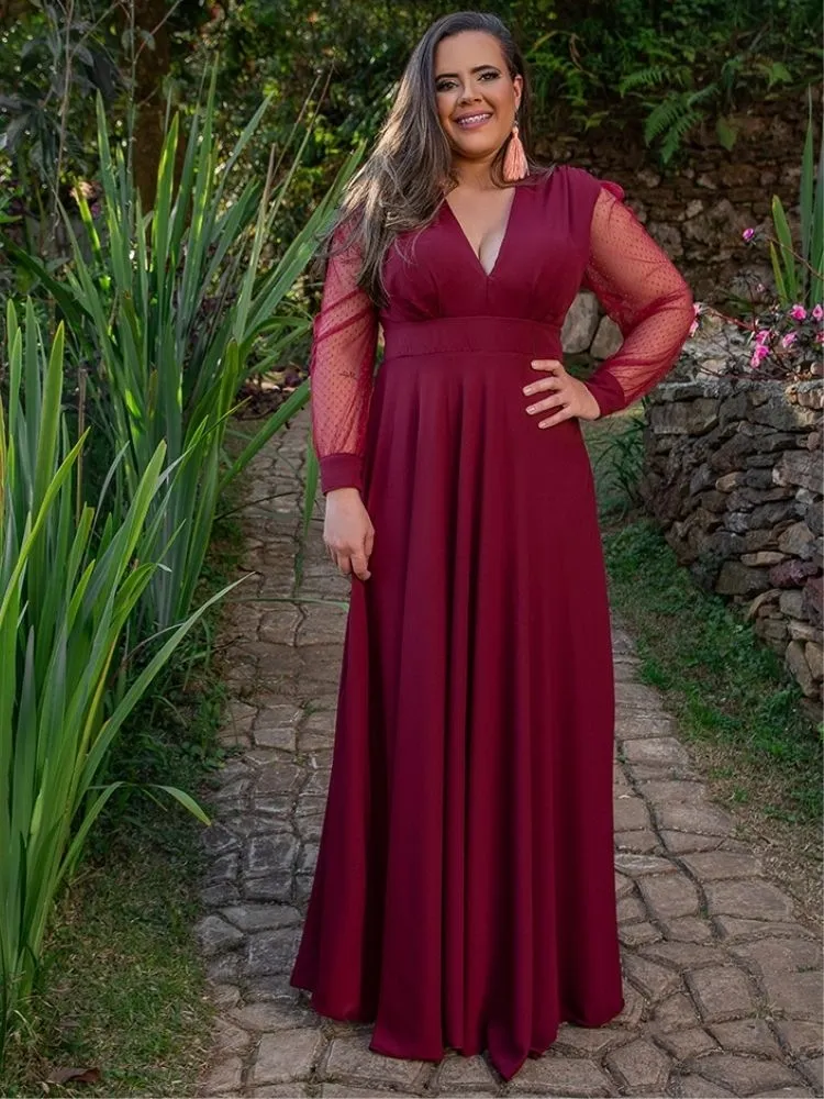 Vestido Longo de Festa Caroline Marsala