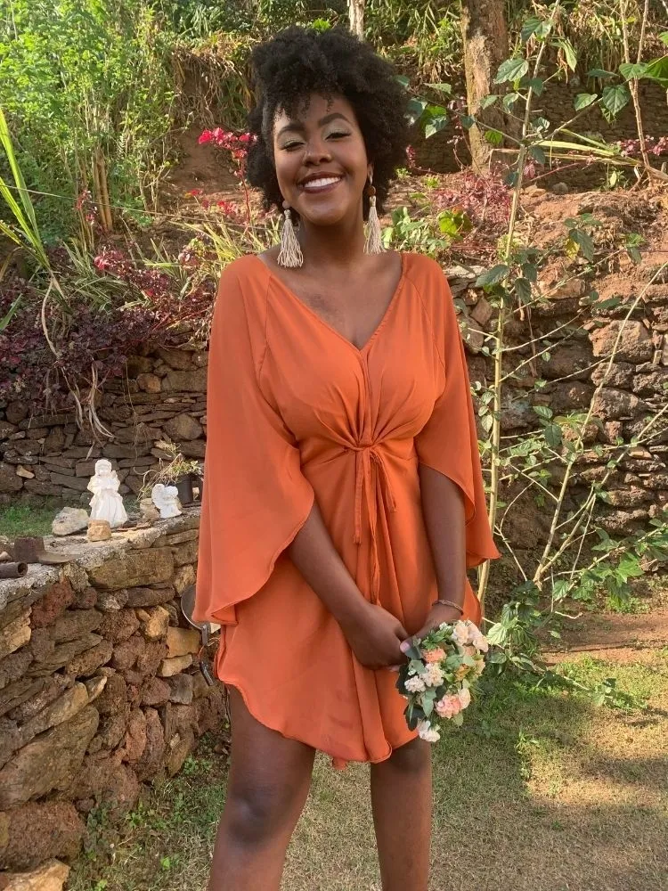 Vestido Curto Kimono Kamila Terracota