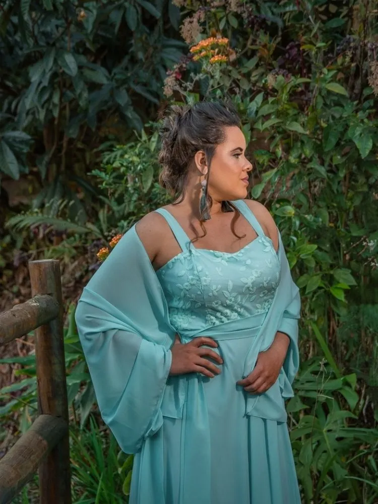 Vestido Simples Madri  Verde Tiffany Claro