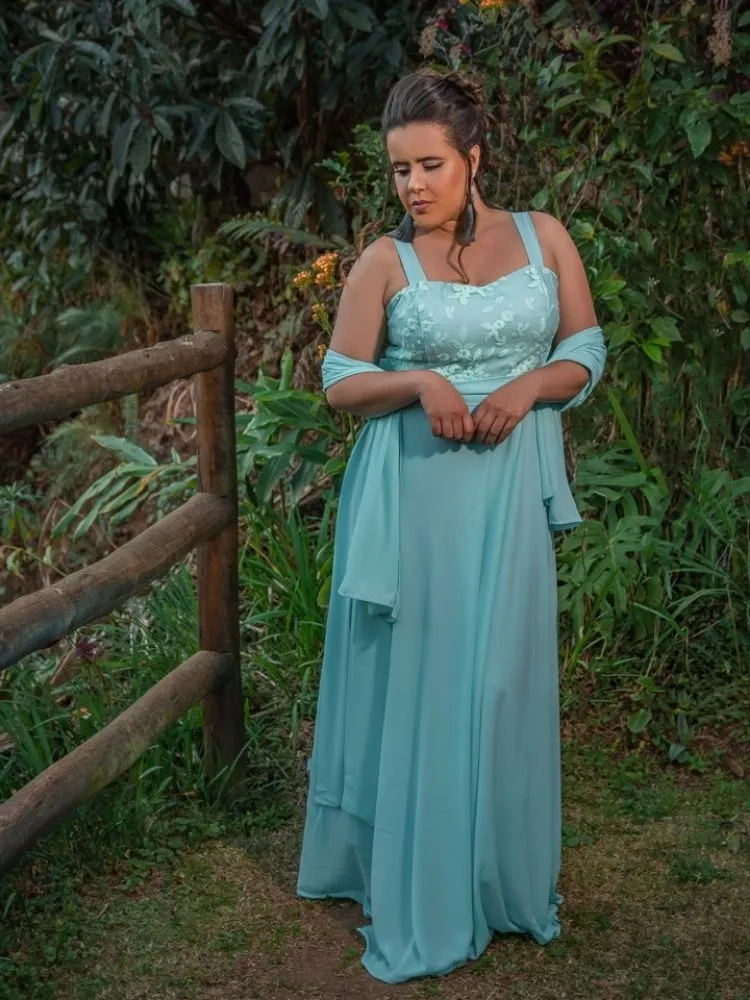 Vestido Simples Madri  Verde Tiffany Claro