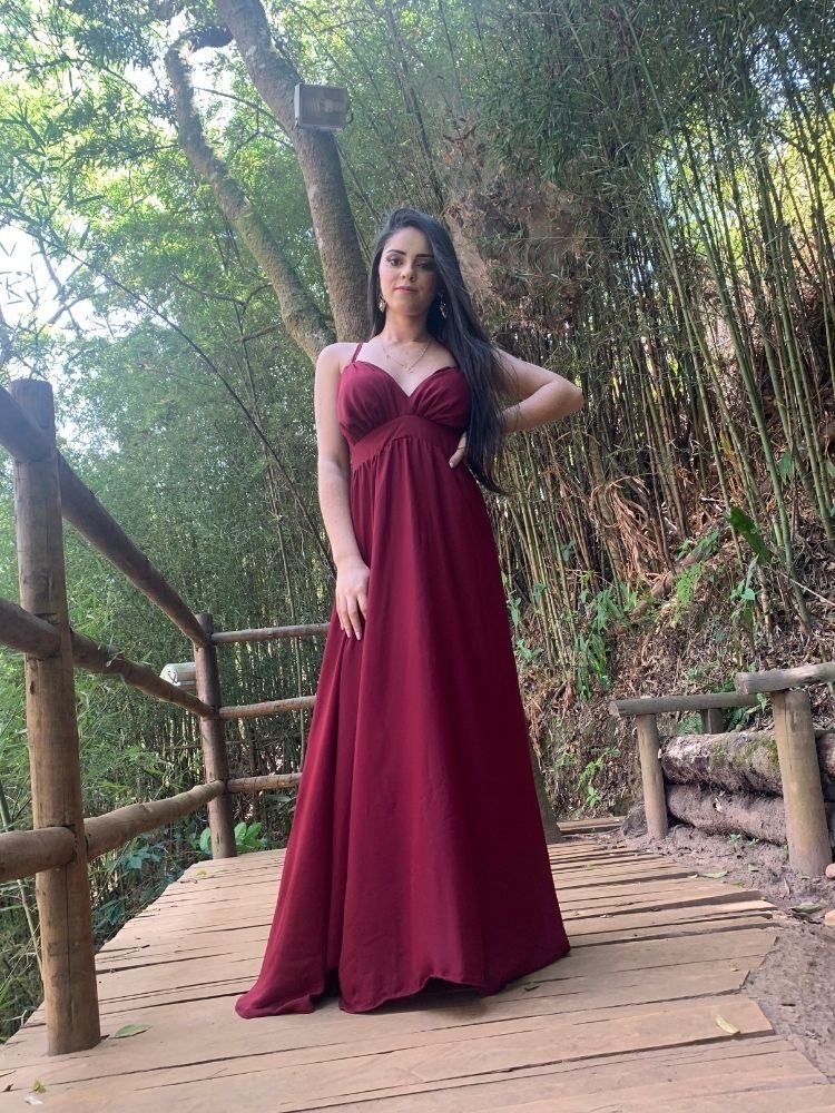 Vestido Longo Madrinha de Casamento Mariane Marsala