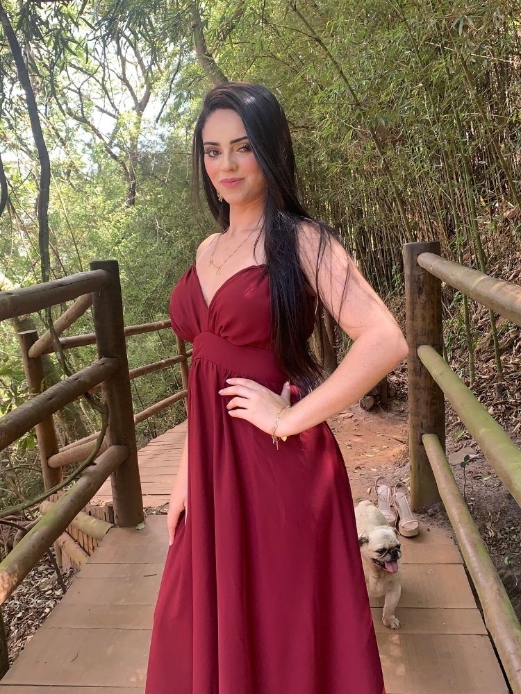 Vestido Longo Madrinha de Casamento Mariane Marsala