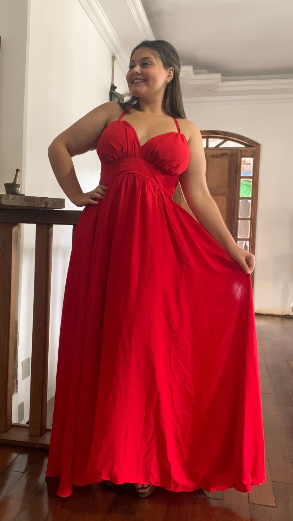 Vestido Longo Madrinha de Casamento Mariane Vermelho