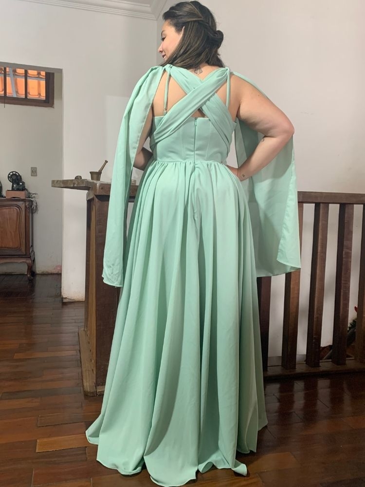 Vestido de Madrinha de Casamento Modelo Grace Verde Menta