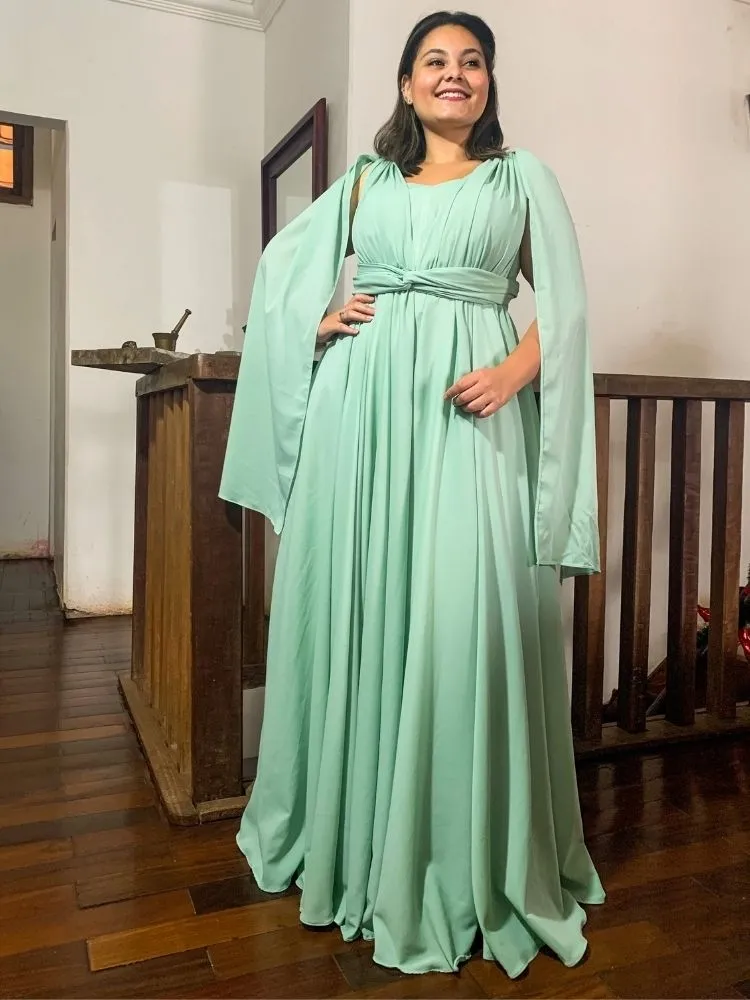Vestido de Madrinha de Casamento Modelo Grace Verde Menta