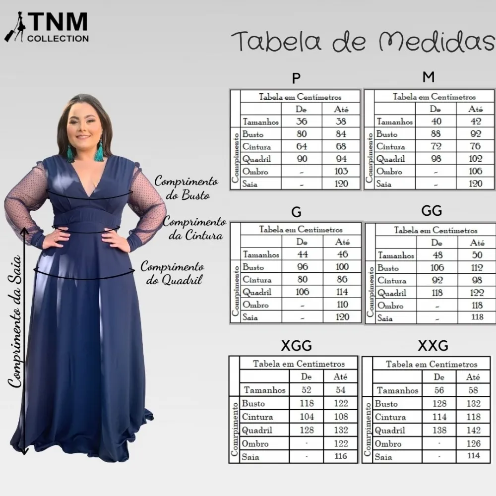 Vestido Longo de Festa Caroline Azul Marinho
