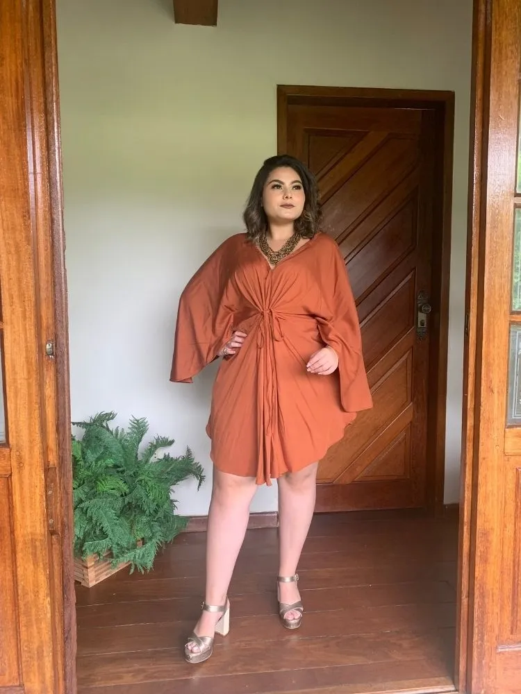 Vestido Curto Kimono Kamila Terracota
