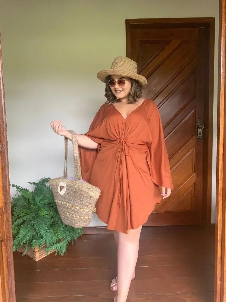 Vestido Curto Kimono Kamila Terracota