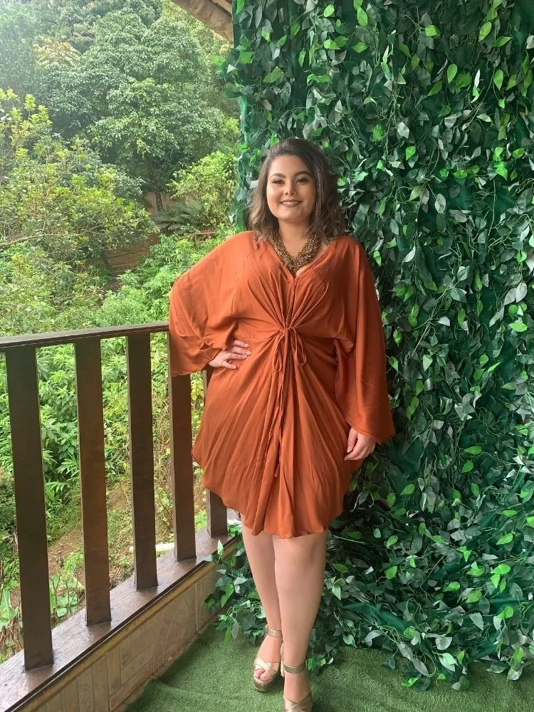 Vestido Curto Kimono Kamila Terracota