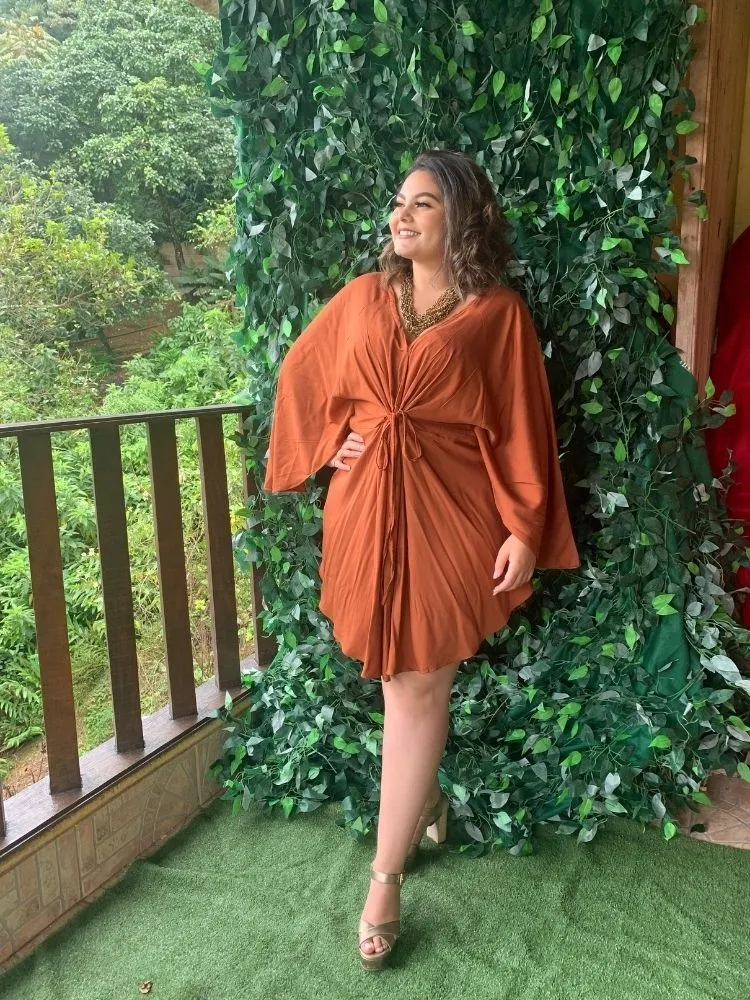 Vestido Curto Kimono Kamila Terracota