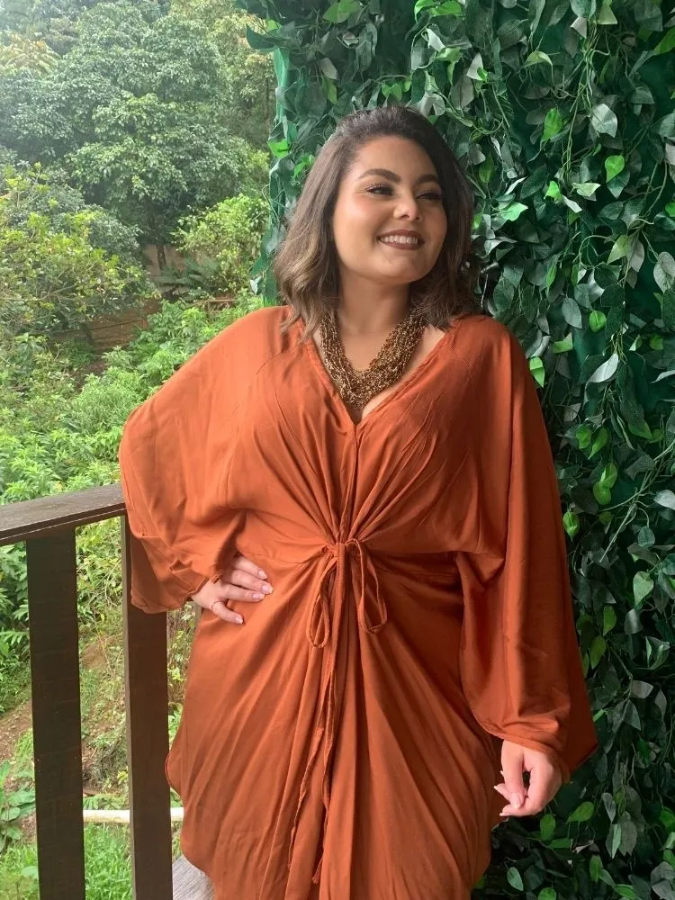 Vestido Curto Kimono Kamila Terracota