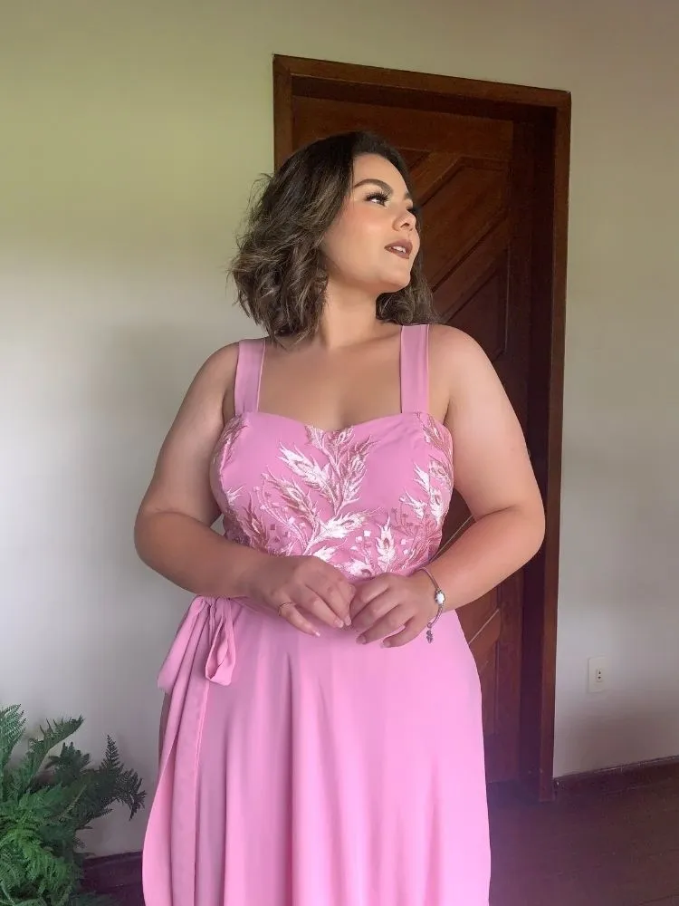 Vestido Simples Madri Rosa Chiclete