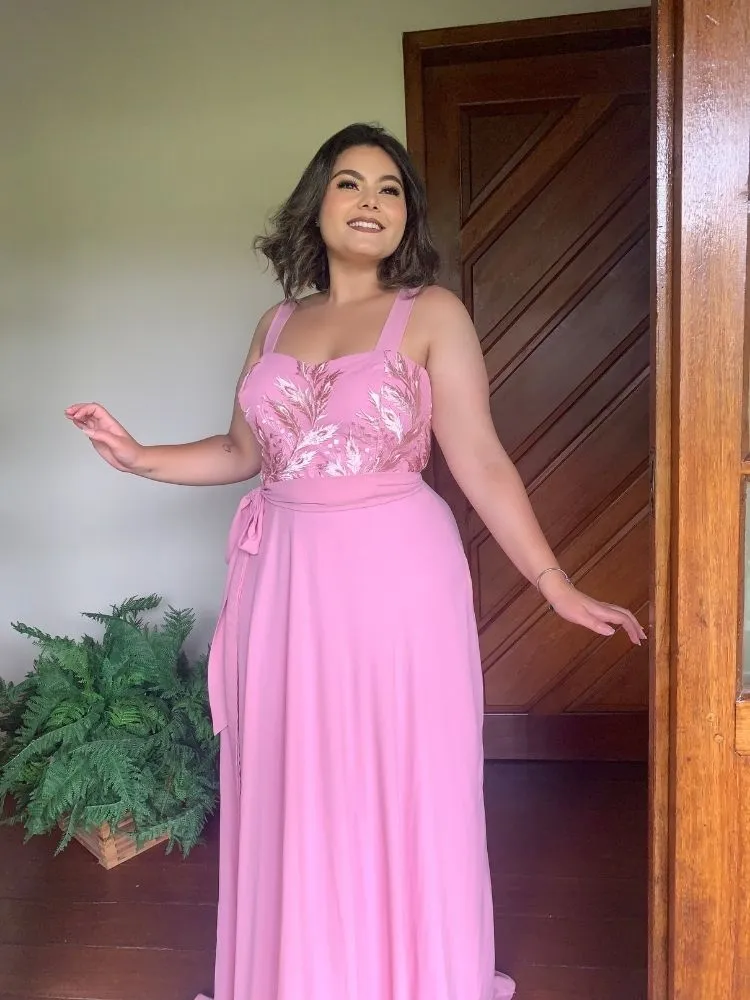 Vestido Simples Madri Rosa Chiclete