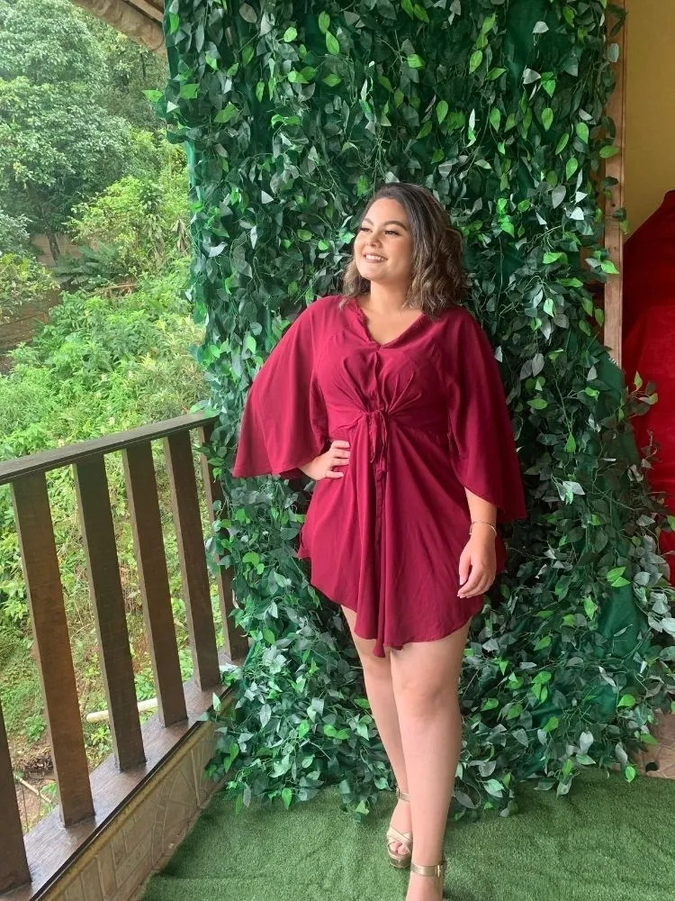 Vestido Curto Kimono Kamila Marsala