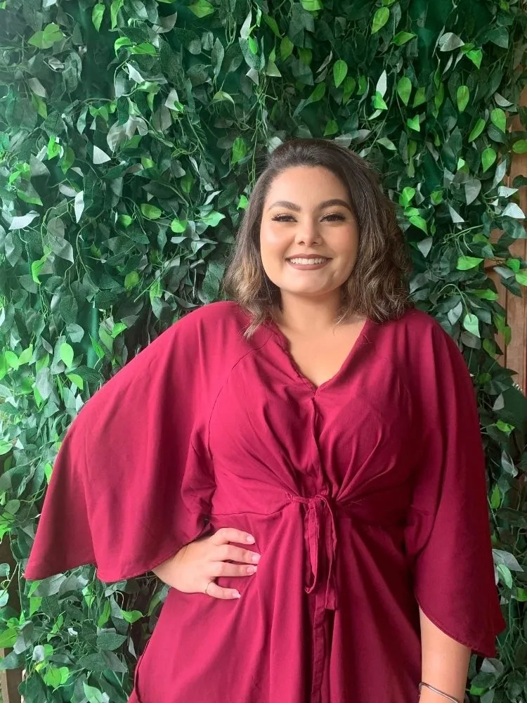 Vestido Curto Kimono Kamila Marsala