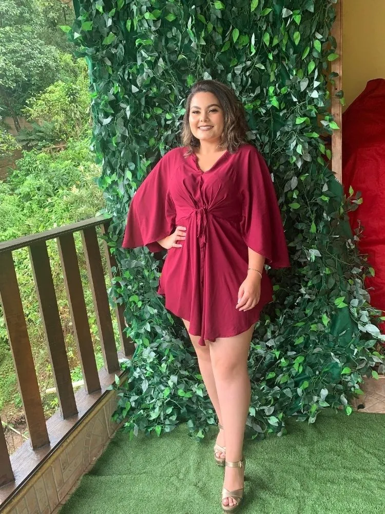 Vestido Curto Kimono Kamila Marsala