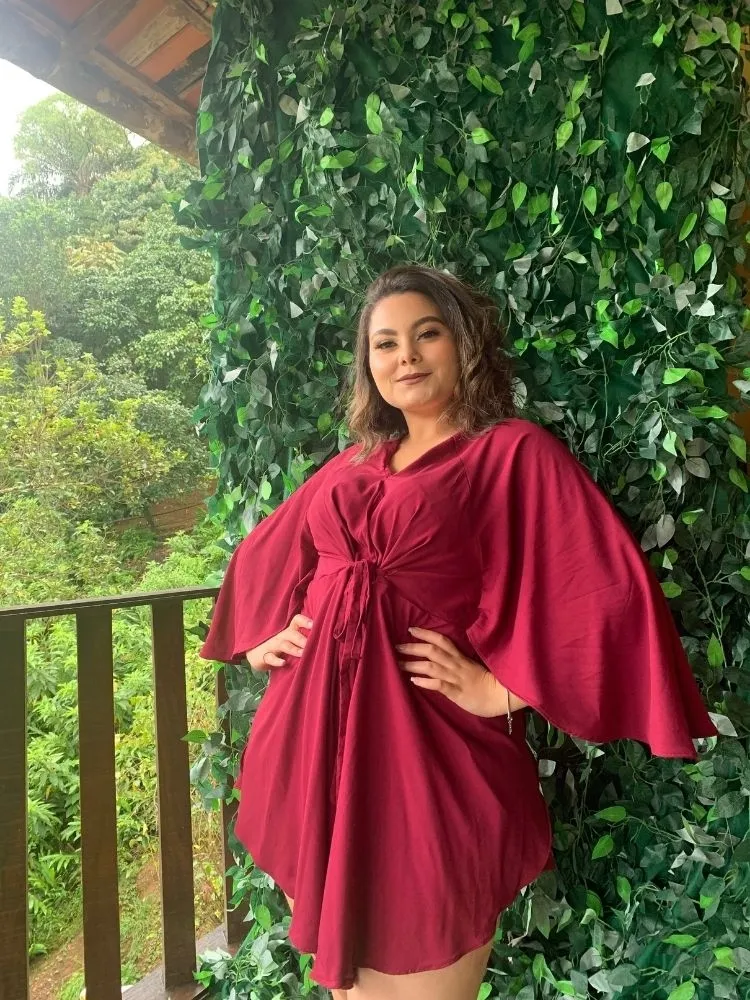 Vestido Curto Kimono Kamila Marsala