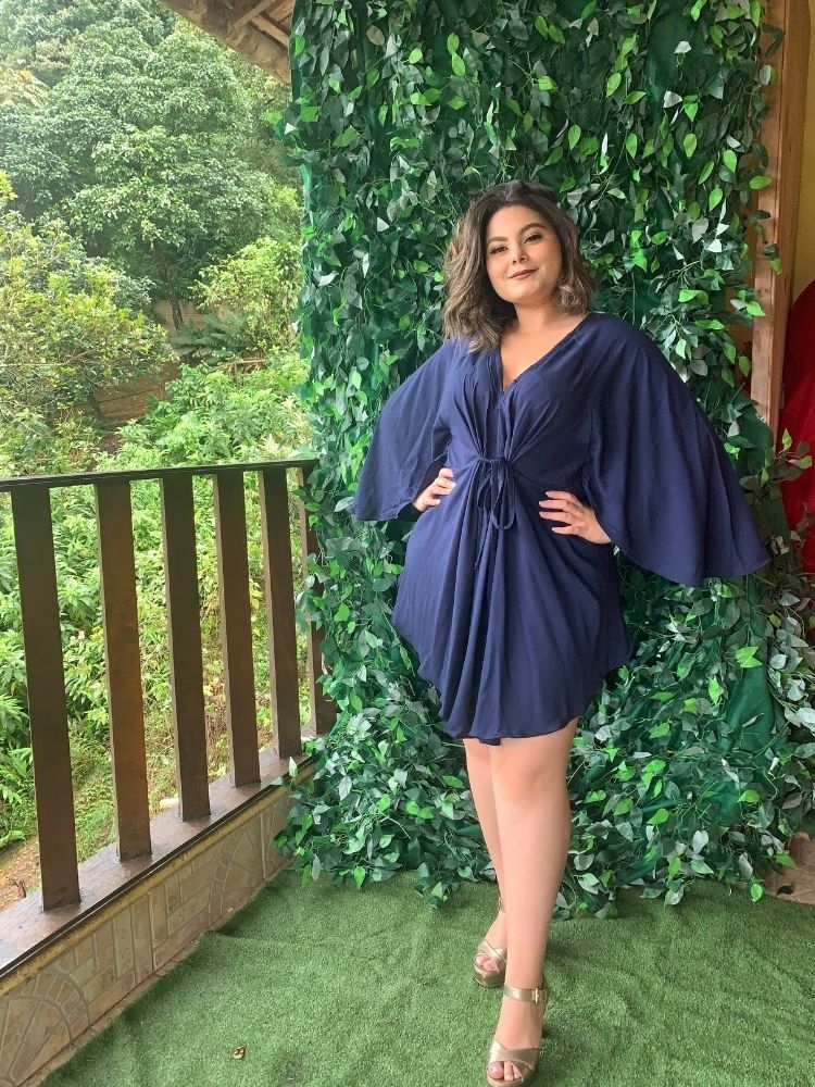 Vestido Curto Kimono Kamila Azul Marinho