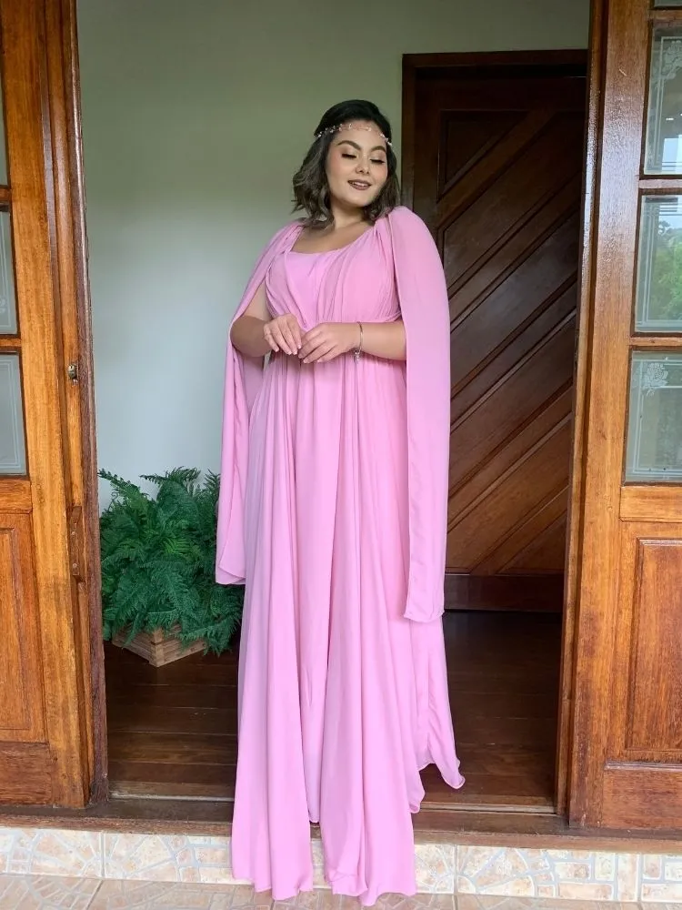 Vestido de Madrinha de Casamento Modelo Grace Rosa Chiclete