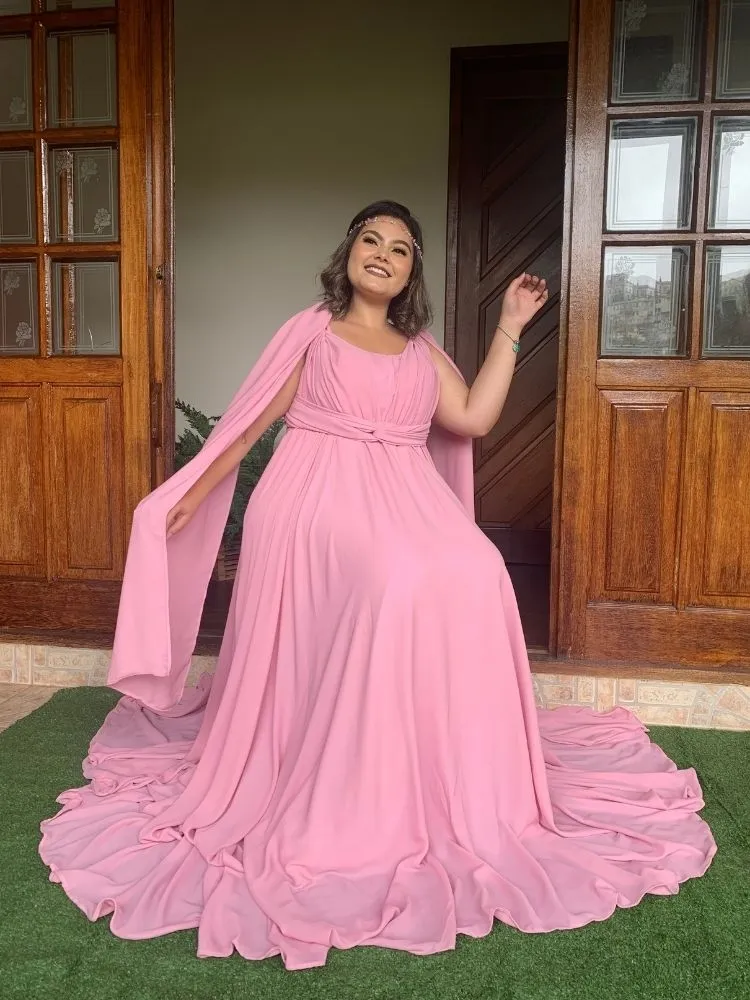 Vestido de Madrinha de Casamento Modelo Grace Rosa Chiclete
