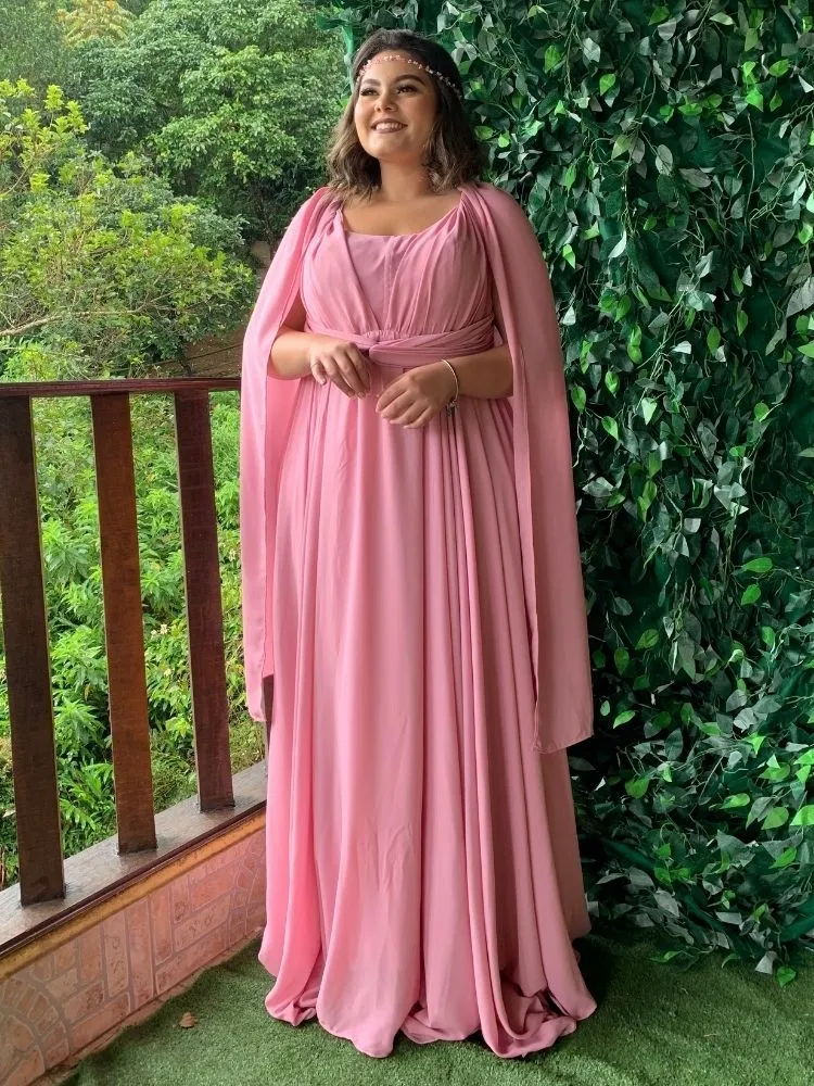Vestido de Madrinha de Casamento Modelo Grace Rosa Chiclete