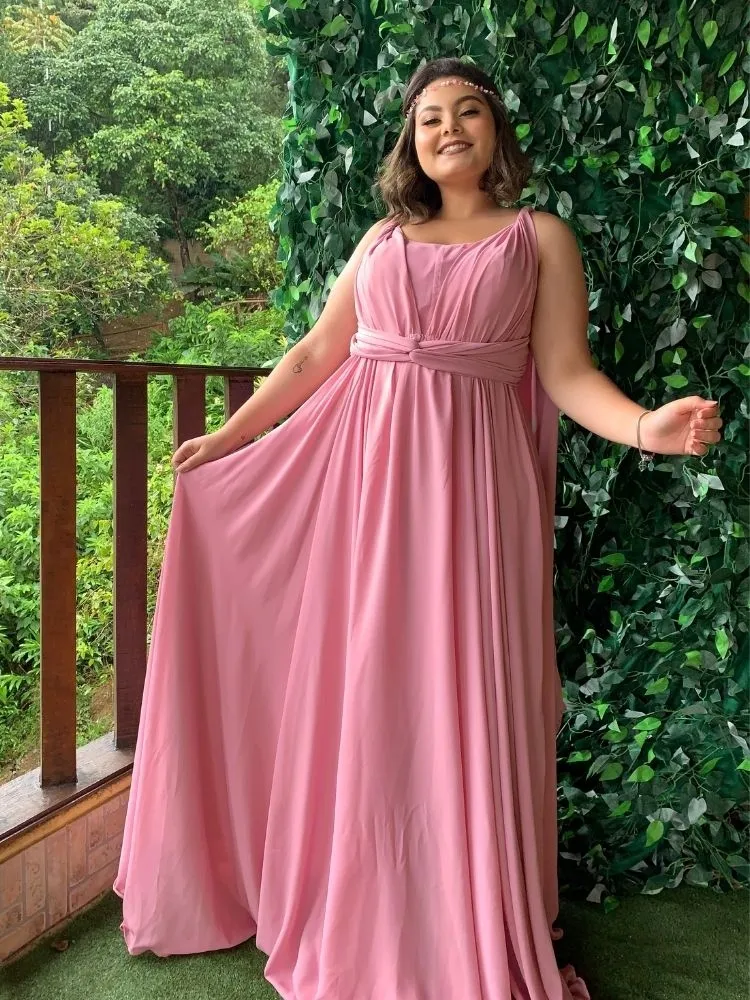 Vestido de Madrinha de Casamento Modelo Grace Rosa Chiclete