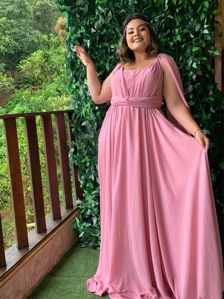 Vestido de Madrinha de Casamento Modelo Grace Rosa Chiclete