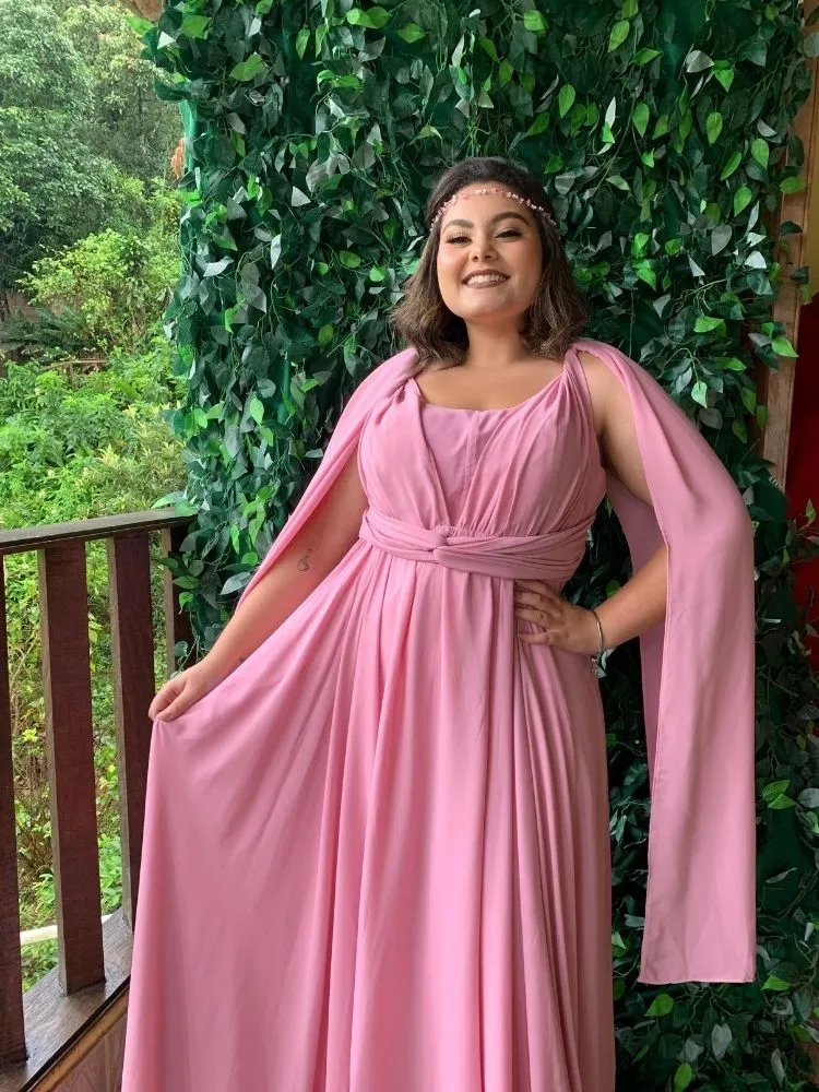 Vestido de Madrinha de Casamento Modelo Grace Rosa Chiclete
