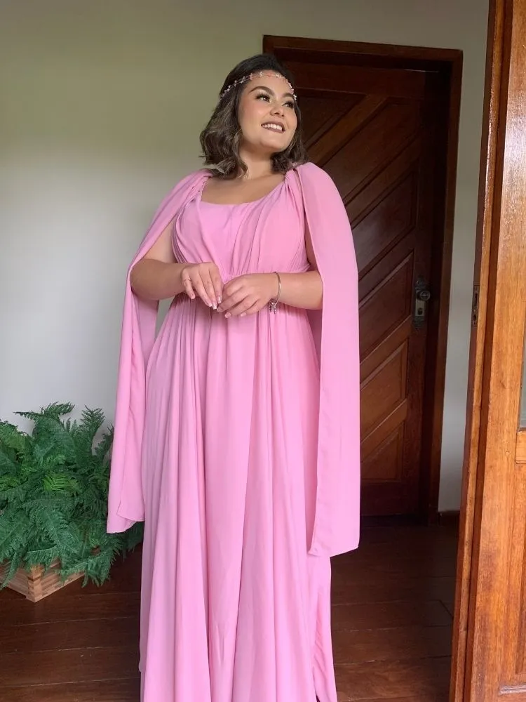 Vestido de Madrinha de Casamento Modelo Grace Rosa Chiclete