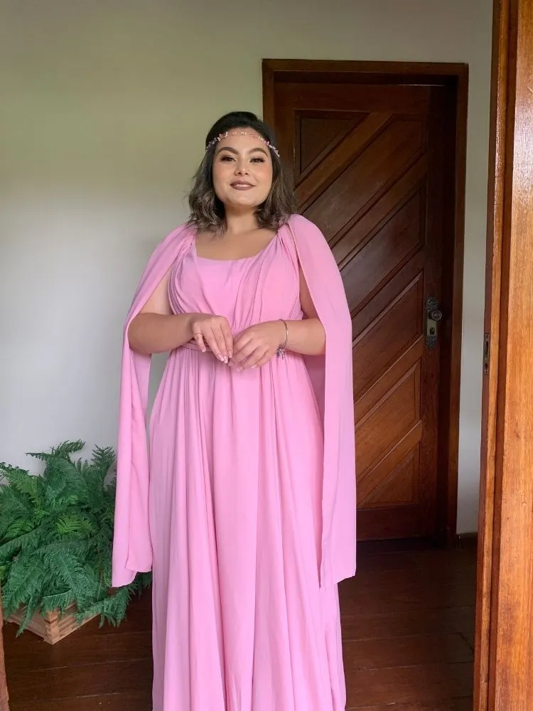 Vestido de Madrinha de Casamento Modelo Grace Rosa Chiclete