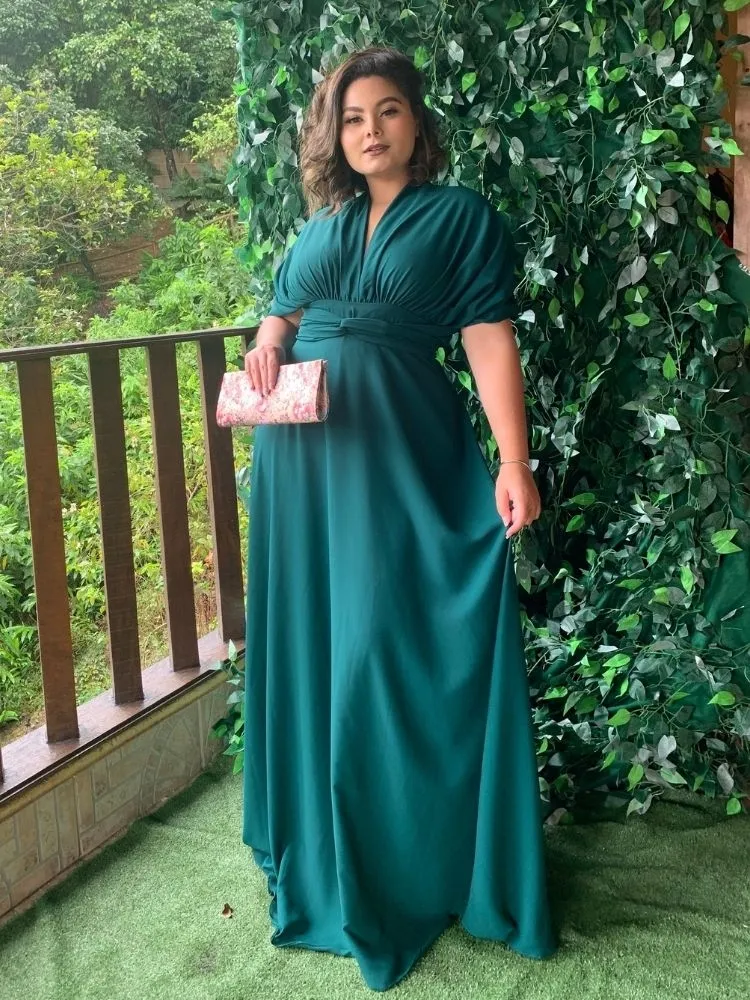 Vestido Madrinha de Casamento Multiformas Anathan Verde Esmeralda