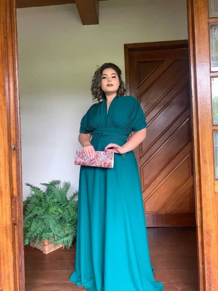 Vestido Madrinha de Casamento Multiformas Anathan Verde Esmeralda