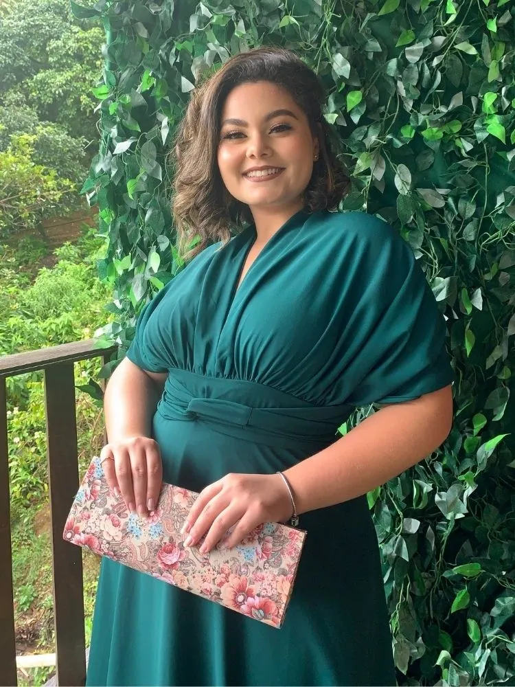 Vestido Madrinha de Casamento Multiformas Anathan Verde Esmeralda
