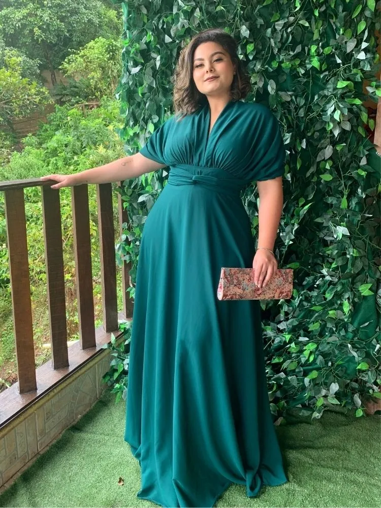 Vestido Madrinha de Casamento Multiformas Anathan Verde Esmeralda