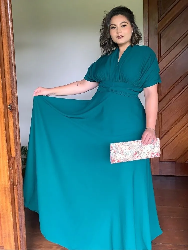 Vestido Madrinha de Casamento Multiformas Anathan Verde Esmeralda