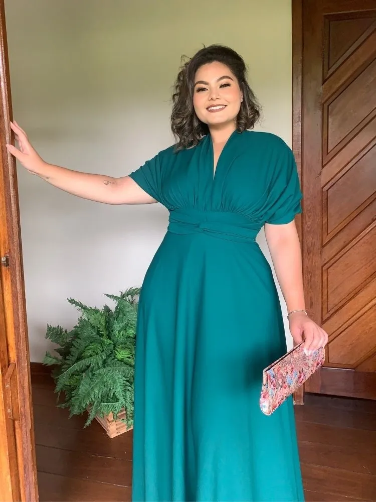 Vestido Madrinha de Casamento Multiformas Anathan Verde Esmeralda