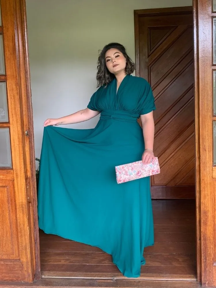 Vestido Madrinha de Casamento Multiformas Anathan Verde Esmeralda