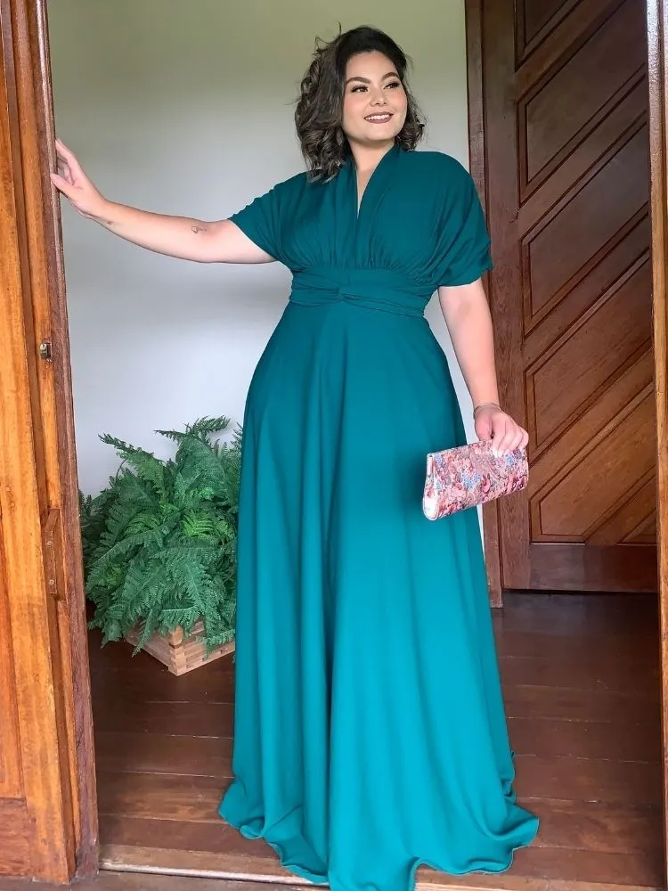 Vestido Madrinha de Casamento Multiformas Anathan Verde Esmeralda