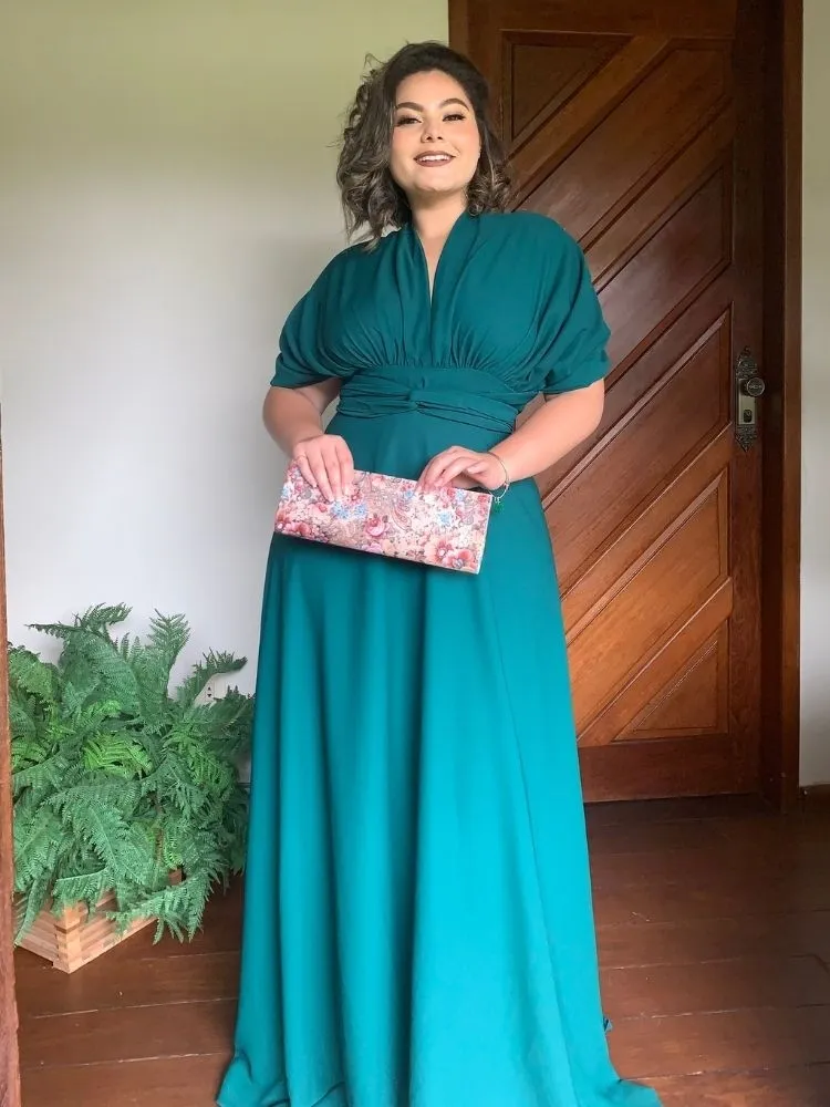 Vestido Madrinha de Casamento Multiformas Anathan Verde Esmeralda