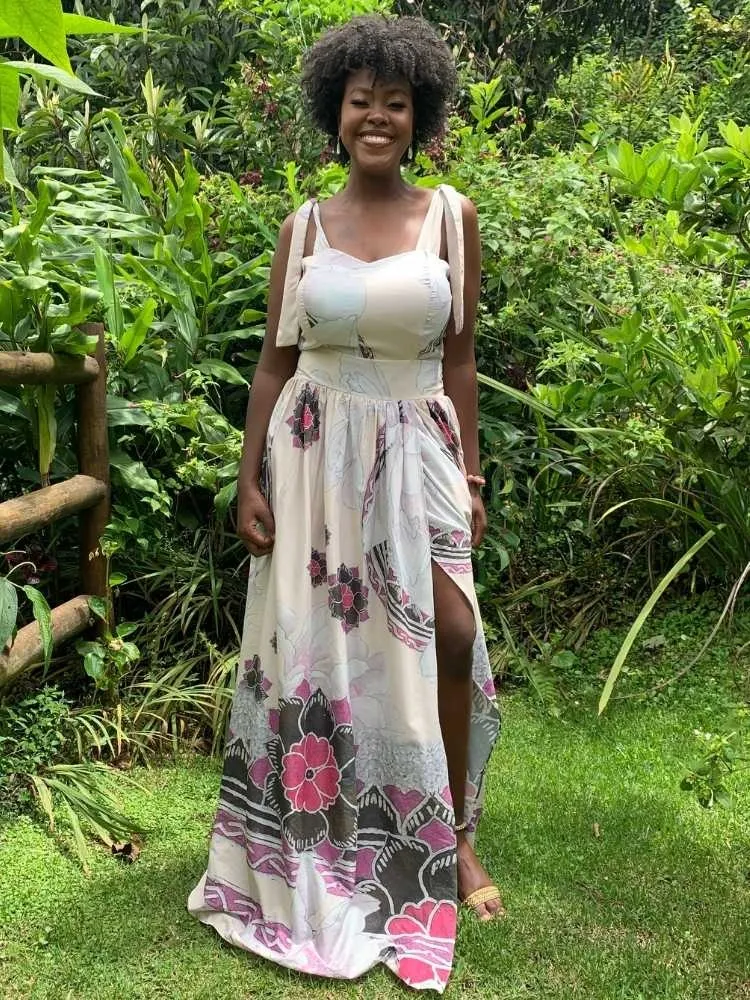 Vestido Longo Estampado Garden Rosa
