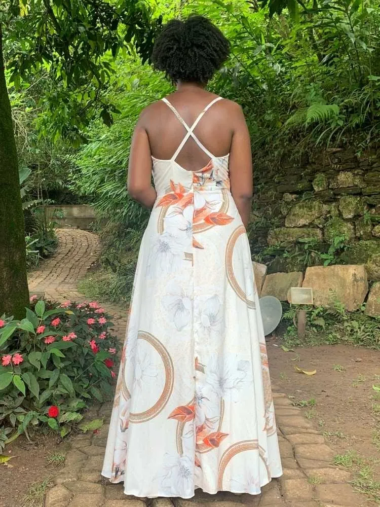 Vestido Longo Estampado Mandala Terracota Perfect